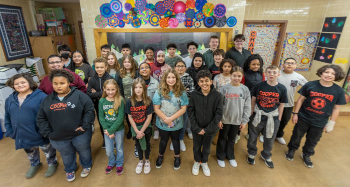 A group of students in their classroom.