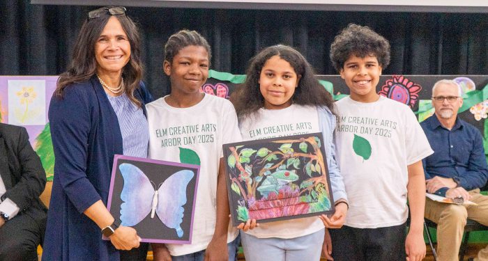 Celebrating Arbor Day with Superintendent Dr. Brenda Cassellius.