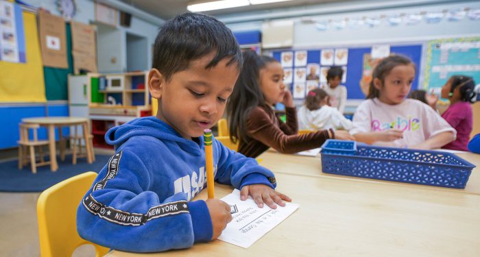 A classroom of young children.