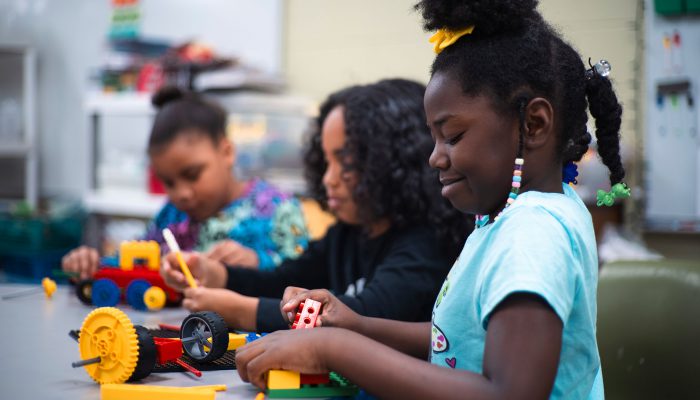 Children building with blocks.