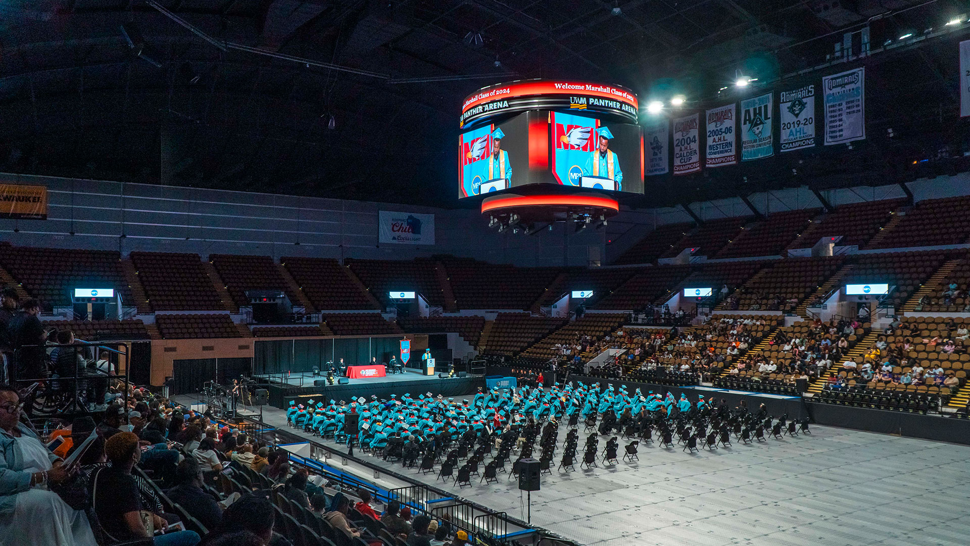 Graduation in an arena.