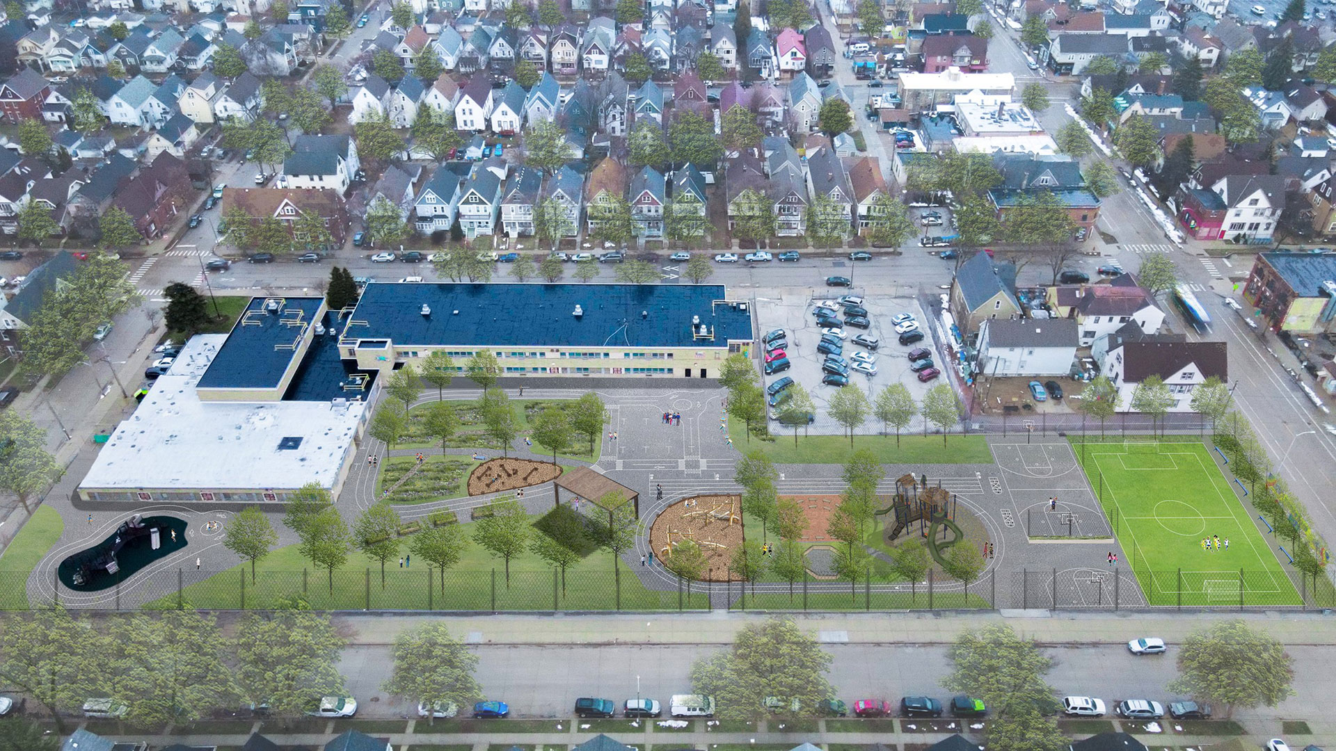 Rendering of the Riverwest schoolyard when it is redeveloped.