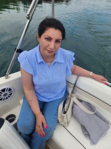 Rasha Abduljalil on a boat.