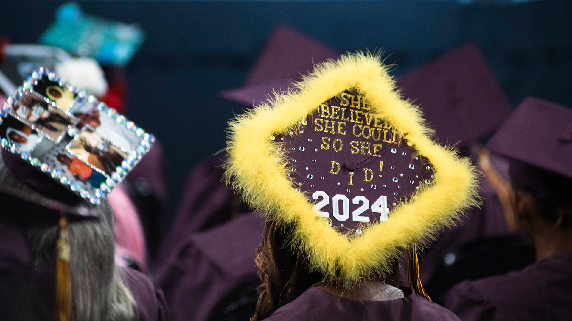 A graduation cap that reads "She Believed She Could So She Did! 2024"