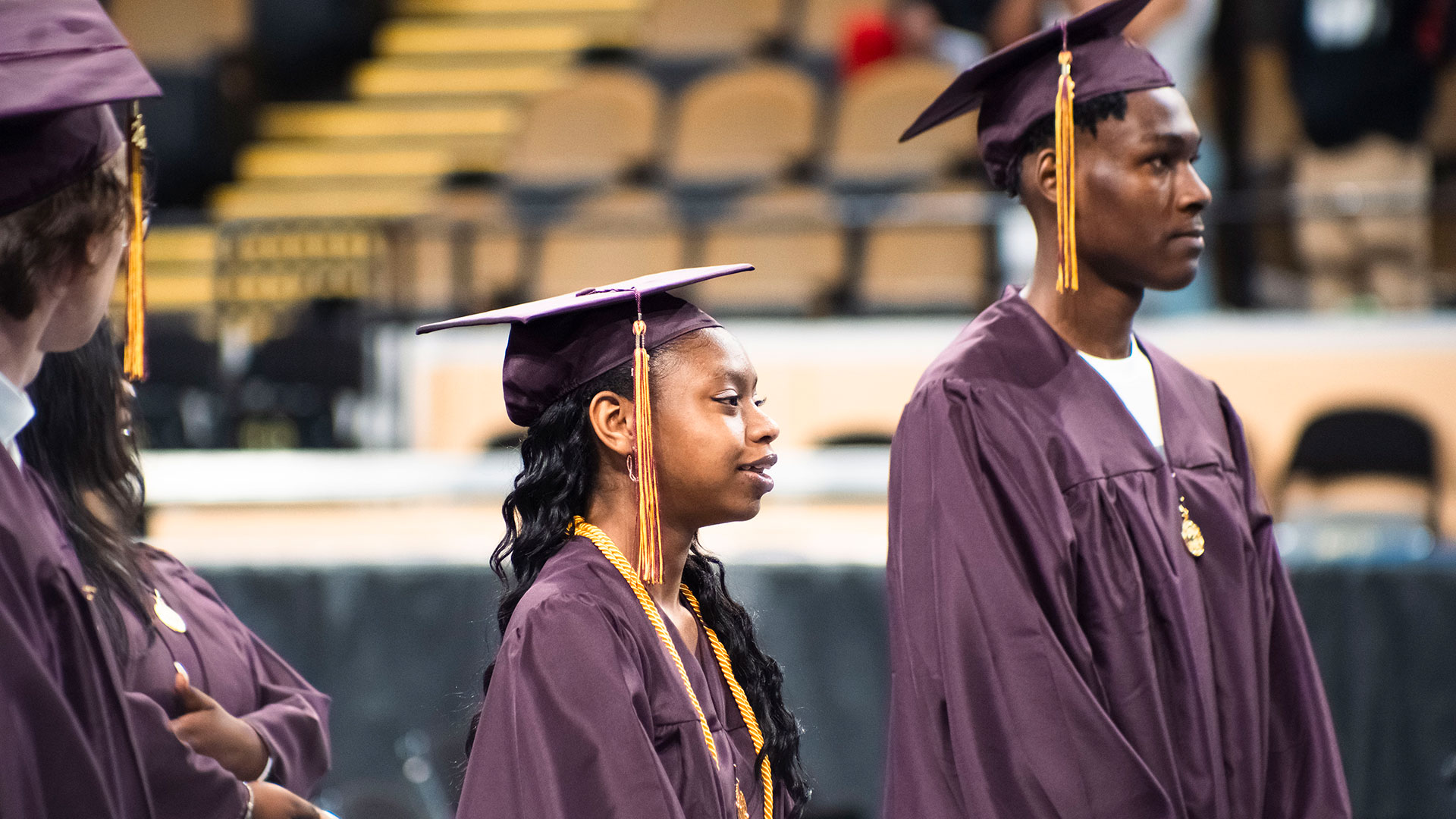 Graduates waiting to be seated.