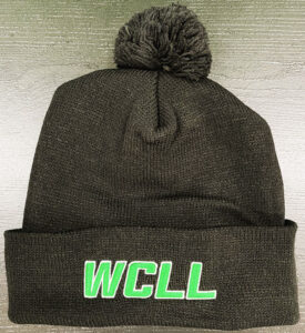 Winter hat with WCLL on the brim.