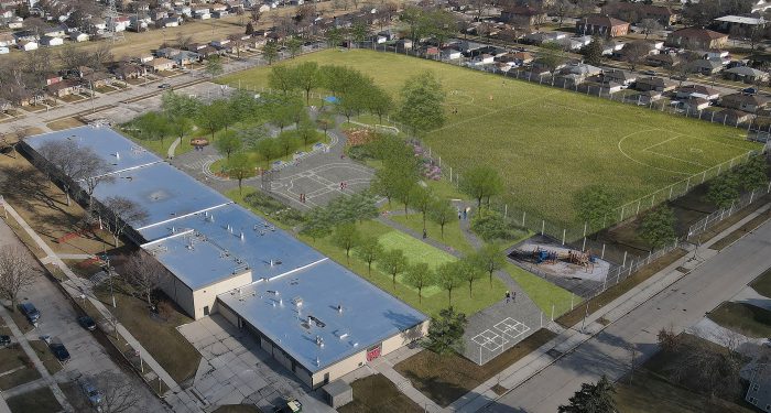 Rendering of the Whitman schoolyard when it is redeveloped.