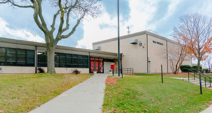 The front of Walt Whitman school.