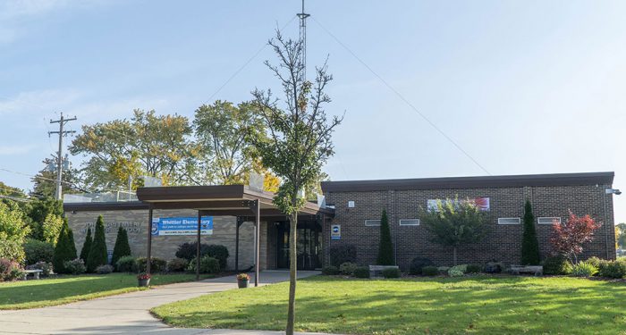 Whittier Elementary School building on a sunny day.